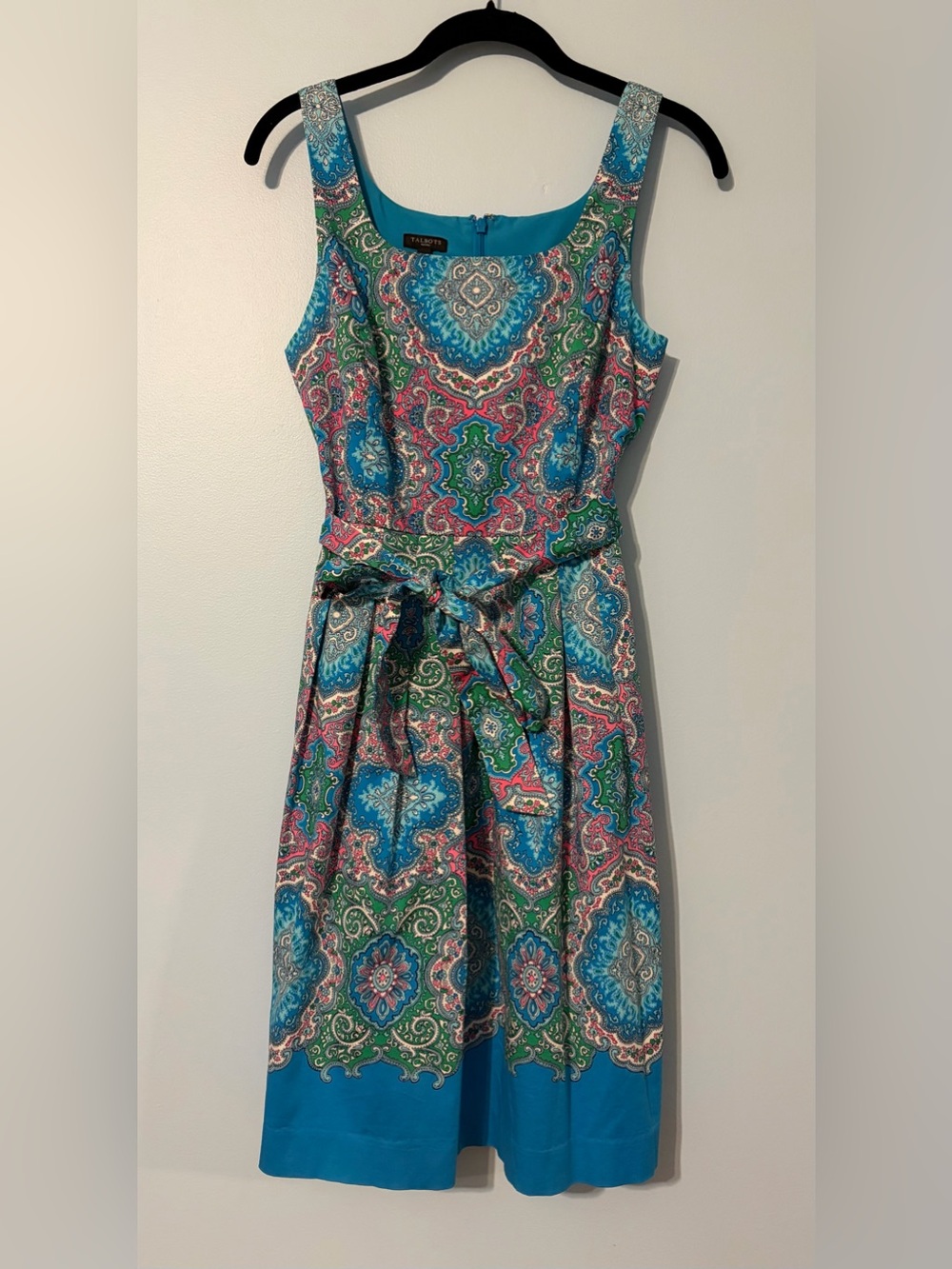 Talbots Sleeveless Paisley Midi Dress — Blue, Pink & Green Accents